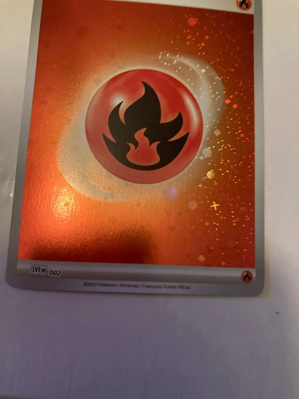 Pokemon Fire Energy Holo Card - Red